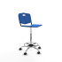 Taburete Robledo giratorio plástico azul sin brazos base cromada ruedas nailon 50mm