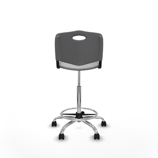 Taburete Robledo giratorio plástico gris claro sin brazos base cromada ruedas nailon 50mm