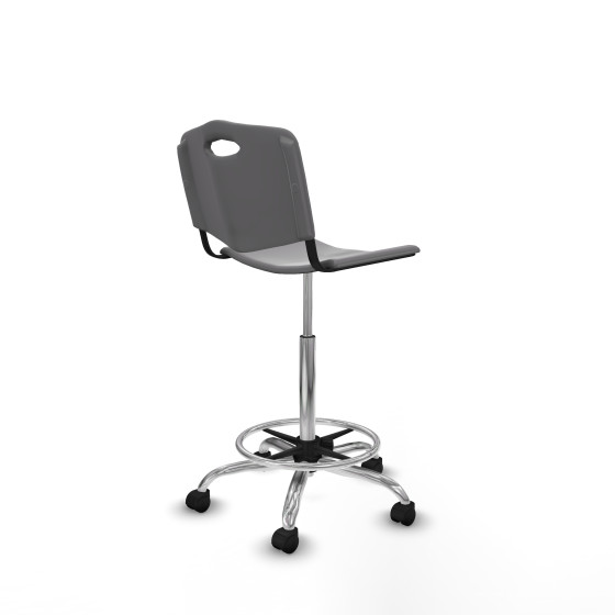 Taburete Robledo giratorio plástico gris claro sin brazos base cromada ruedas nailon 50mm