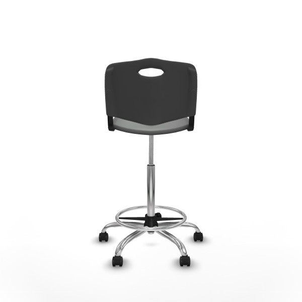 Taburete Robledo giratorio plástico gris oscuro sin brazos base cromada ruedas engomadas 50mm