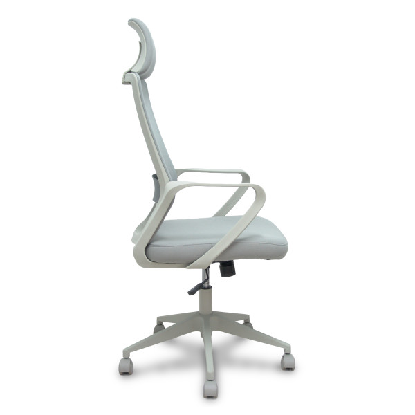 Silla Pro534 gris respaldo malla gris asiento tela gris base piramidal gris ruedas nailon