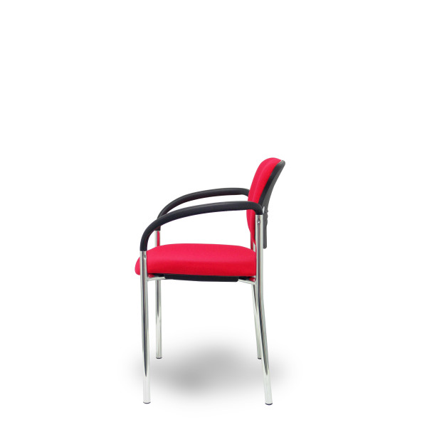 Silla fija Styl bali rojo chasis cromo con brazos