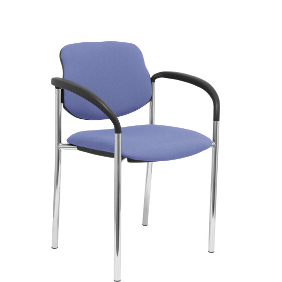 Silla fija Styl bali azul claro chasis cromo con brazos