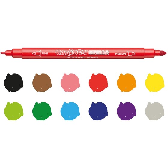 Rotuladores CARIOCA Birello Doble Punta Caja x12 Colores