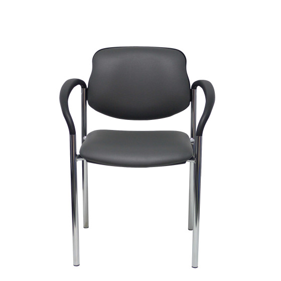 Silla fija Styl similpiel gris oscuro chasis cromo con brazos