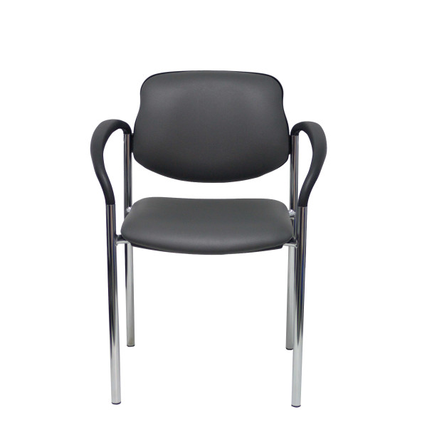 Silla fija Styl similpiel gris oscuro chasis cromo con brazos