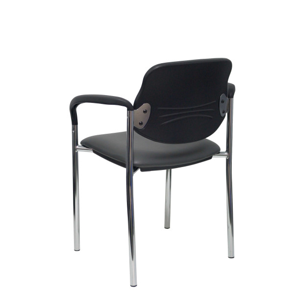 Silla fija Styl similpiel gris oscuro chasis cromo con brazos