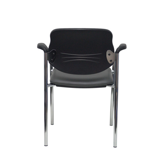 Silla fija Styl similpiel gris oscuro chasis cromo con brazos