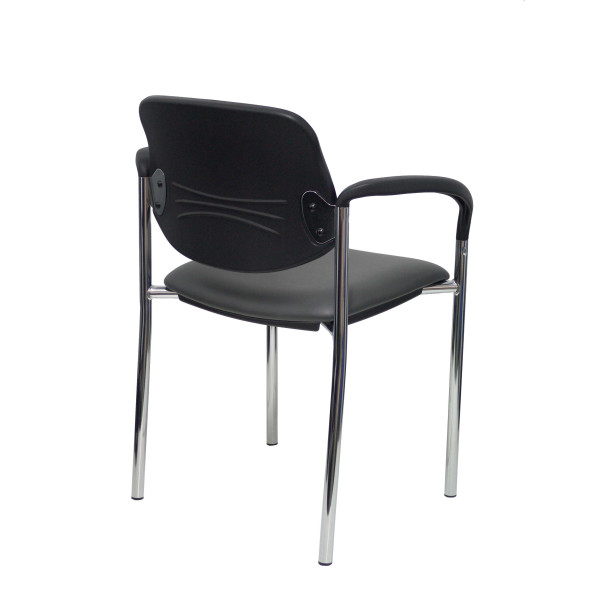 Silla fija Styl similpiel gris oscuro chasis cromo con brazos