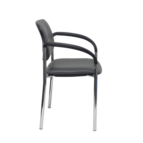 Silla fija Styl similpiel gris oscuro chasis cromo con brazos