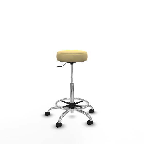 Tolosa giratorio similpiel crema base cromada ruedas engomadas 50mm aro cromado