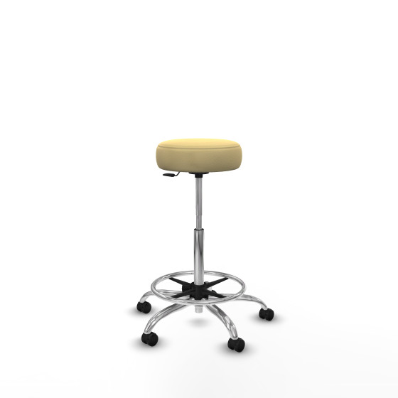 Tolosa giratorio similpiel crema base cromada ruedas engomadas 50mm aro cromado