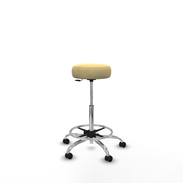 Tolosa giratorio similpiel crema base cromada ruedas engomadas 50mm aro cromado