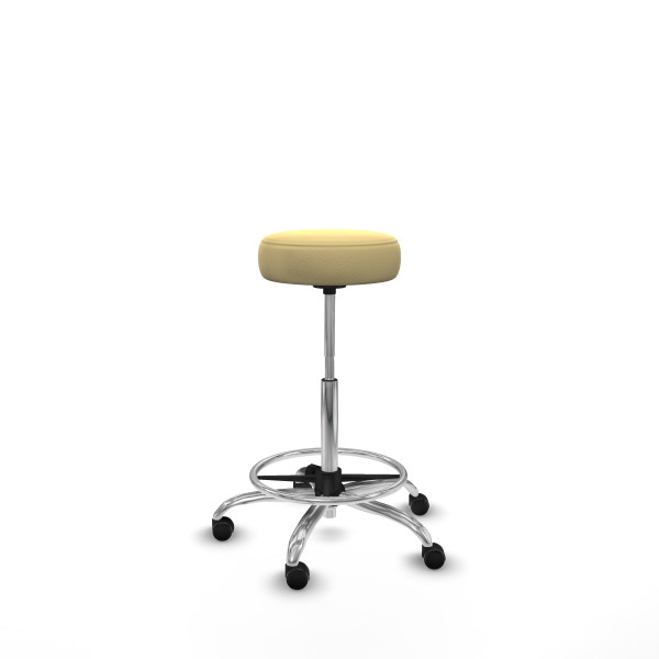 Tolosa giratorio similpiel crema base cromada ruedas engomadas 50mm aro cromado