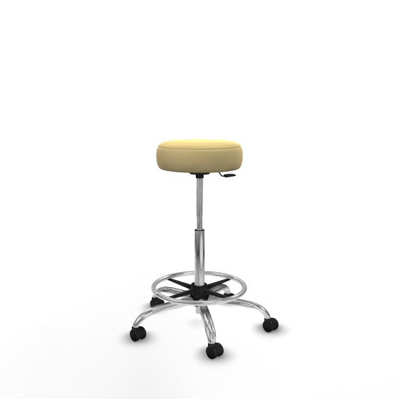 Tolosa giratorio similpiel crema base cromada ruedas engomadas 50mm aro cromado