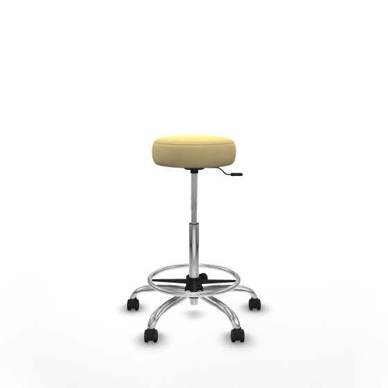 Tolosa giratorio similpiel crema base cromada ruedas engomadas 50mm aro cromado