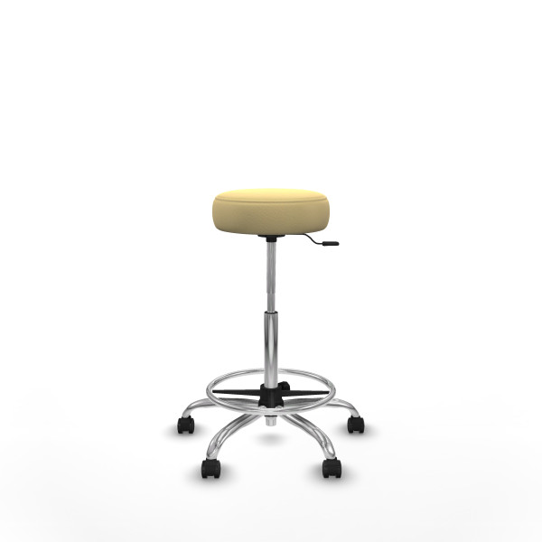 Tolosa giratorio similpiel crema base cromada ruedas engomadas 50mm aro cromado