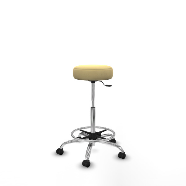 Tolosa giratorio similpiel crema base cromada ruedas engomadas 50mm aro cromado