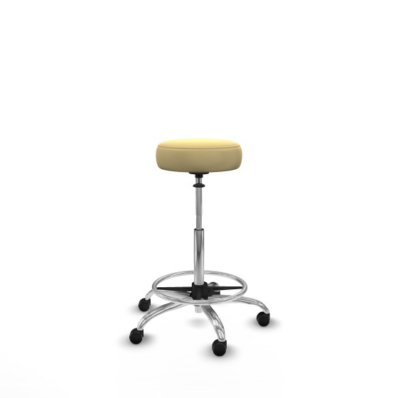 Tolosa giratorio similpiel crema base cromada ruedas engomadas 50mm aro cromado