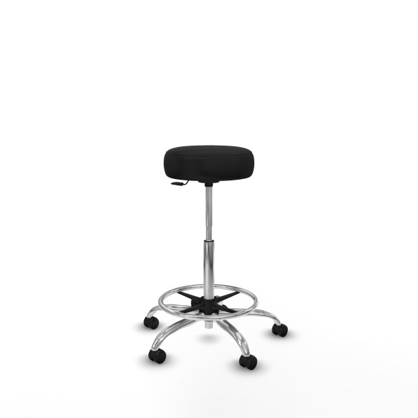 Tolosa giratorio similpiel negro base cromada ruedas engomadas 50mm aro cromado