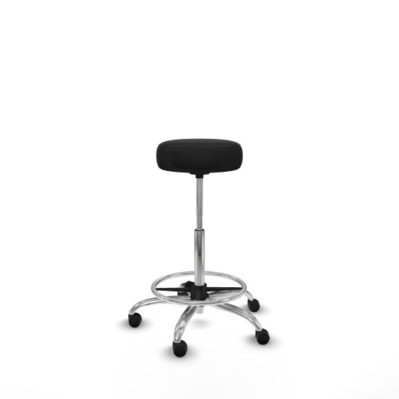 Tolosa giratorio similpiel negro base cromada ruedas engomadas 50mm aro cromado