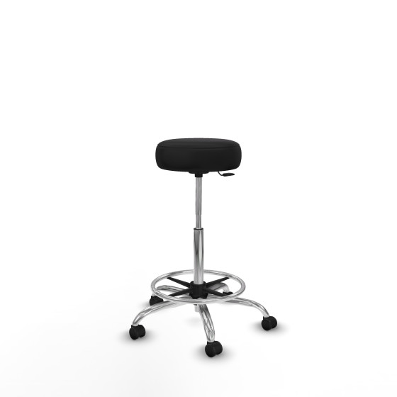 Tolosa giratorio similpiel negro base cromada ruedas engomadas 50mm aro cromado