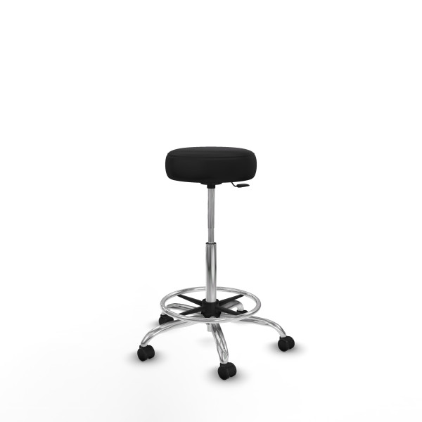 Tolosa giratorio similpiel negro base cromada ruedas engomadas 50mm aro cromado