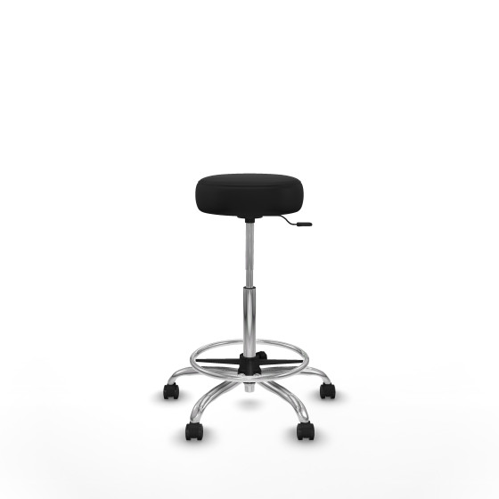 Tolosa giratorio similpiel negro base cromada ruedas engomadas 50mm aro cromado