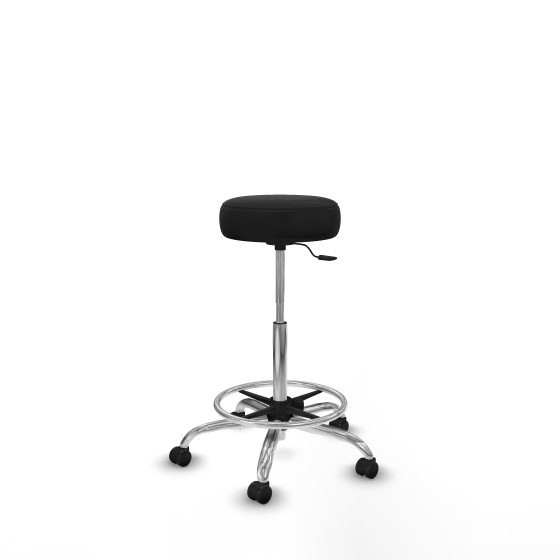 Tolosa giratorio similpiel negro base cromada ruedas engomadas 50mm aro cromado