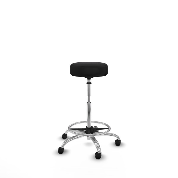 Tolosa giratorio similpiel negro base cromada ruedas engomadas 50mm aro cromado