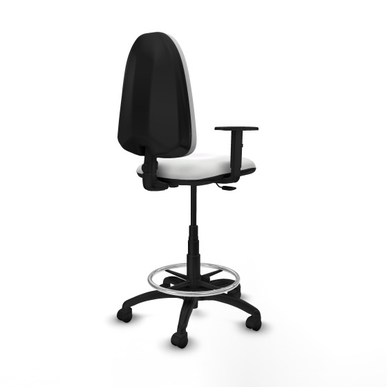 Taburete Aýna CP bali blanco brazos 1D base poliamida ruedas nailon 50mm