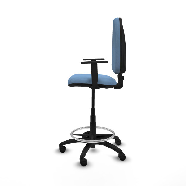 Taburete Aýna CP bali azul cielo brazos 1D base poliamida ruedas nailon 50mm
