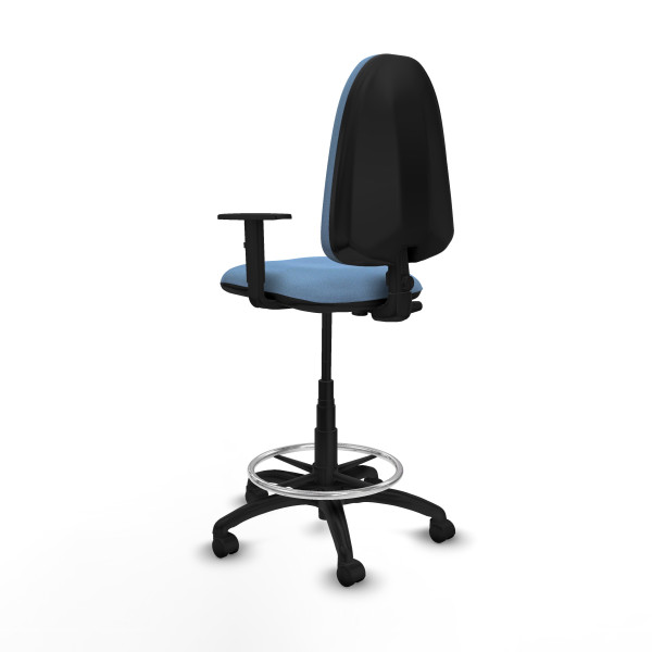Taburete Aýna CP bali azul cielo brazos 1D base poliamida ruedas nailon 50mm