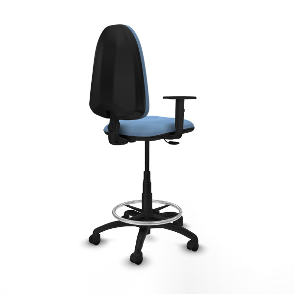Taburete Aýna CP bali azul cielo brazos 1D base poliamida ruedas nailon 50mm