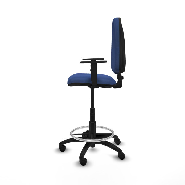 Taburete Aýna CP bali azul marino brazos 1D base poliamida ruedas nailon 50mm