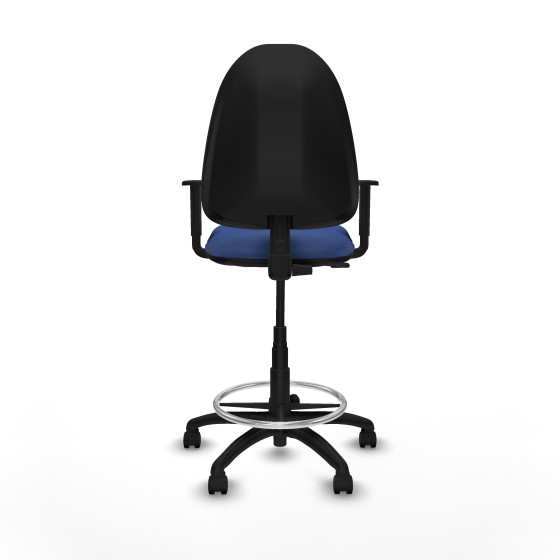 Taburete Aýna CP bali azul marino brazos 1D base poliamida ruedas nailon 50mm