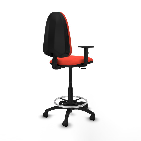 Taburete Aýna CP bali naranja oscuro brazos 1D base poliamida ruedas nailon 50mm