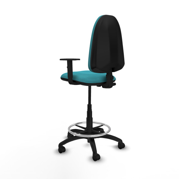 Taburete Aýna CP bali turquesa brazos 1D base poliamida ruedas nailon 50mm