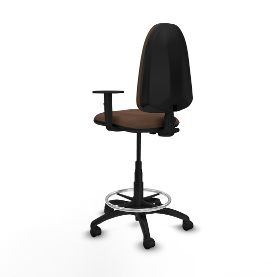 Taburete Aýna CP bali marrón oscuro brazos 1D base poliamida ruedas nailon 50mm
