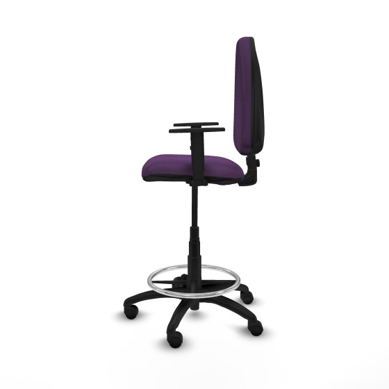 Taburete Aýna CP bali morado brazos 1D base poliamida ruedas nailon 50mm