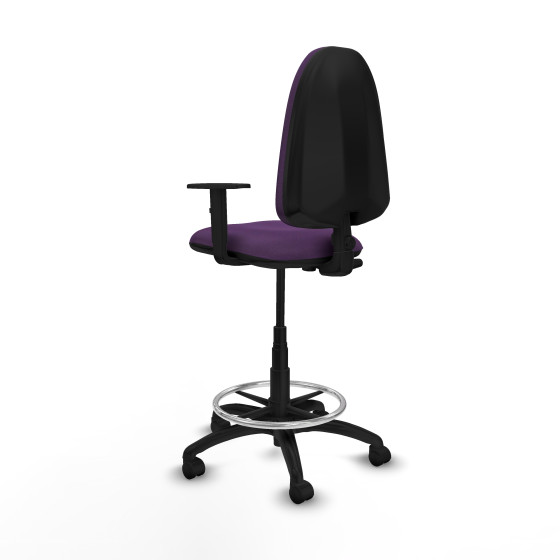 Taburete Aýna CP bali morado brazos 1D base poliamida ruedas nailon 50mm