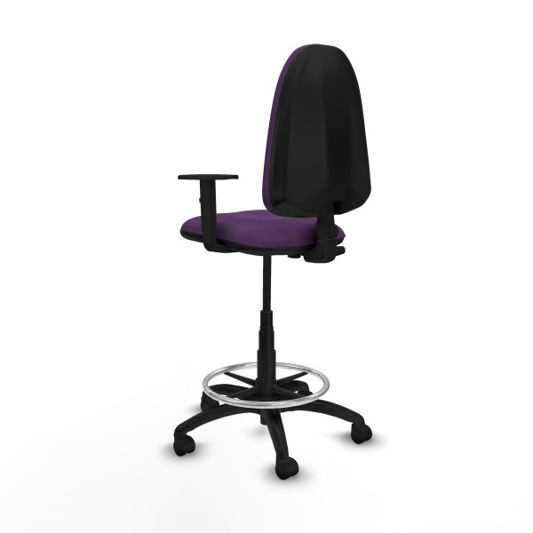 Taburete Aýna CP bali morado brazos 1D base poliamida ruedas nailon 50mm