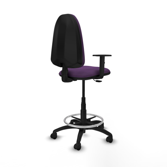 Taburete Aýna CP bali morado brazos 1D base poliamida ruedas nailon 50mm