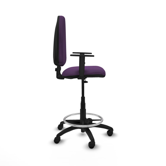 Taburete Aýna CP bali morado brazos 1D base poliamida ruedas nailon 50mm