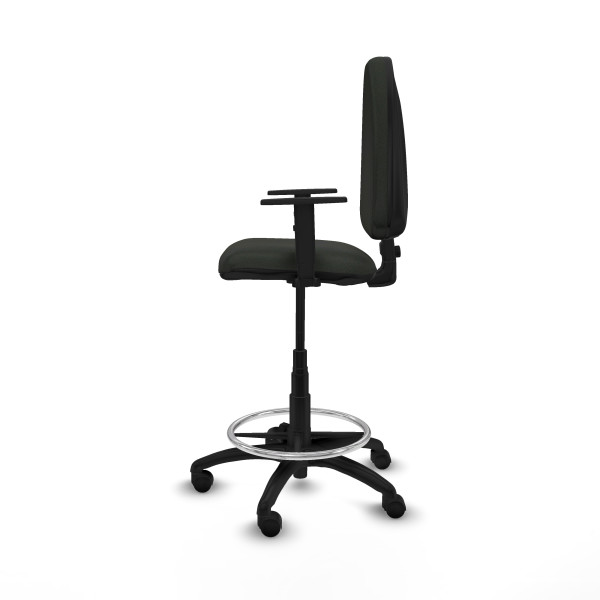 Taburete Aýna CP bali negro brazos 1D base poliamida ruedas nailon 50mm