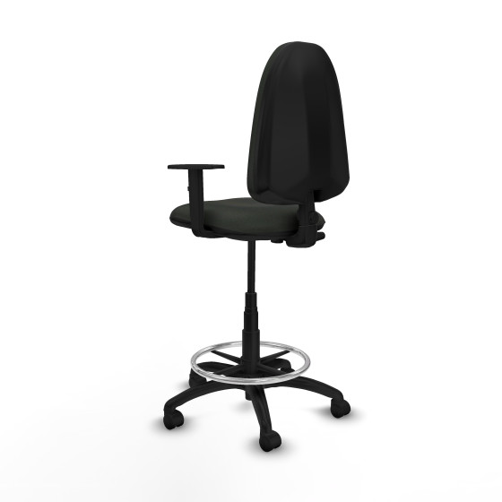 Taburete Aýna CP bali negro brazos 1D base poliamida ruedas nailon 50mm