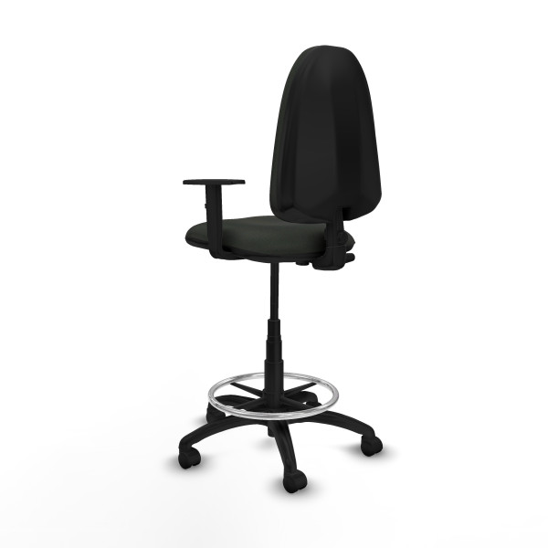 Taburete Aýna CP bali negro brazos 1D base poliamida ruedas nailon 50mm