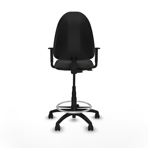 Taburete Aýna CP bali negro brazos 1D base poliamida ruedas nailon 50mm