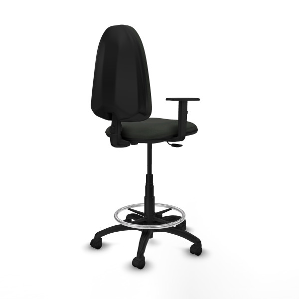Taburete Aýna CP bali negro brazos 1D base poliamida ruedas nailon 50mm