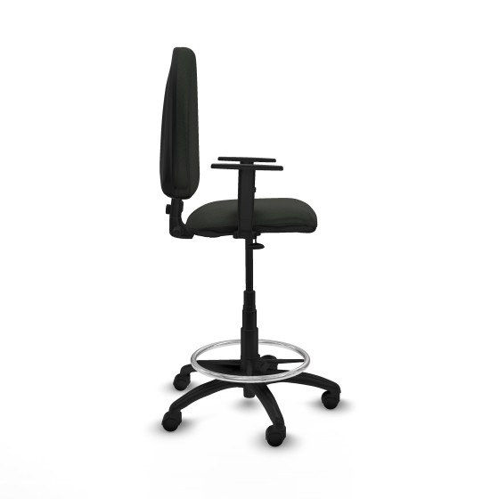 Taburete Aýna CP bali negro brazos 1D base poliamida ruedas nailon 50mm